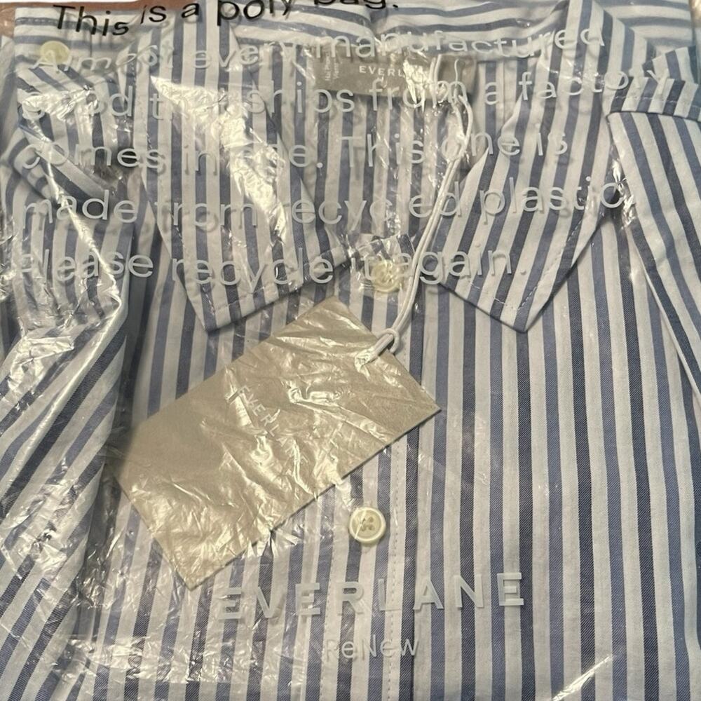 EVERLANE Women's Blue and White Striped Cotton Woven PJ Top Size Small NWT - Picture 6 of 7